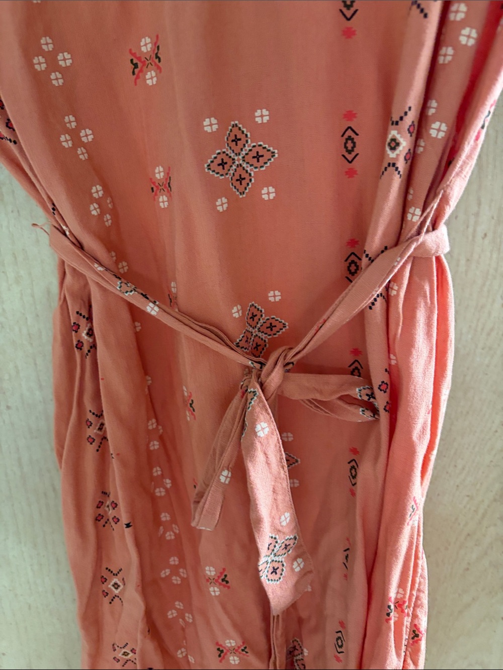 Sonoma Coral Printed Tie-Waist Midi Dress - Picture 4 of 6